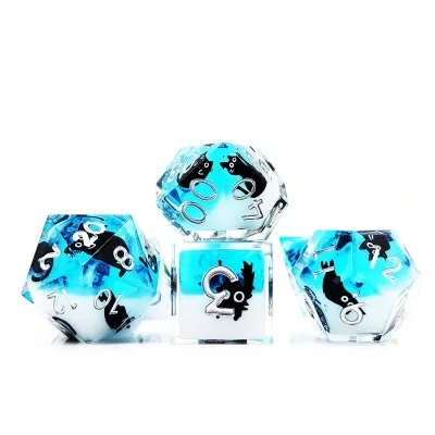 Custom Logo Two-Color Resin RPG Dungeons & Dragons DND Dice Set New Transparent Cat Resin Board Game Dice