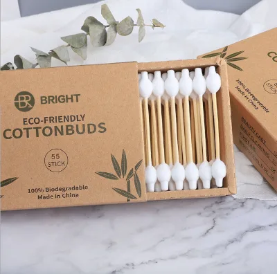 Wholesale Factory Biodegradable Baby Safety Bamboo Cotton Swab Ear Cleaning Bud Sticks With Storage Box for Baby