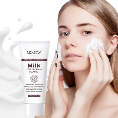 Private Label Milk Deep Cleansing Face Wash 100g Oil Control Gentle Foaming Cleanser for Oily Skin MOOYAM Face Cleanser