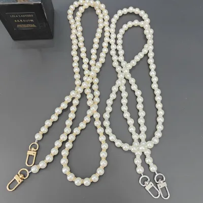 120cm Acrylia Pearl Chain Rhinestone Bag Sling Strap for Mobile Phone Accessories Necklace Hanging Straps Pearl Shoulder Strap