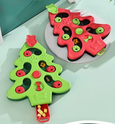 Wholesale Cat Dog Interactive Training Puzzle Feeding Toys Christmas Tree Pet Slow Feeder