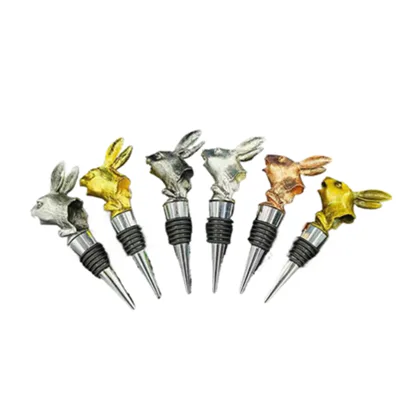 Wholesale Factory Price Colorful Animal Rabbit Head Shape Wine Bottle Stopper for Red Wine Champagne Beer Wine Stopper