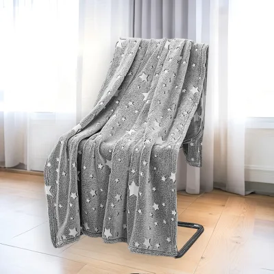 Luminous Glow in Dark Polyester Woven Flannel Blanket Four Seasons Use Christmas Birthday Gift for Girls Travel Camping Napping