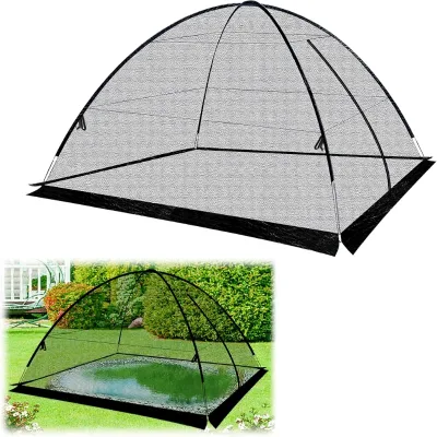 8x10 Ft Heavy Duty Dome Net Tent Cover Zipper Koi Ponds Keeps Herons & Leaves Out Outdoor Garden Farm Use Polyester/PE Material