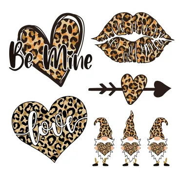 Valentine Dtf Heat Transfer Prints, Leopard Heart Love Iron on Transfers for T Shirt Hoodie, Custom Dtf Designs Ready to Press