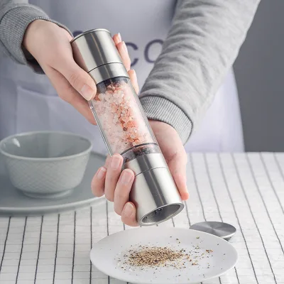 Hot Selling Kitchen Accessories Double Head Grinder 304 Stainless Steel and Plastic Pepper Mill