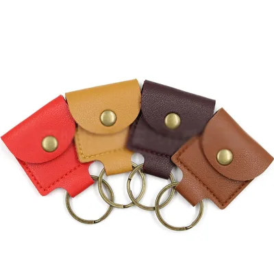 Wholesale Custom Logo Portable PU Leather Guitar Pick Holder Keychain for Guitar Players Gift