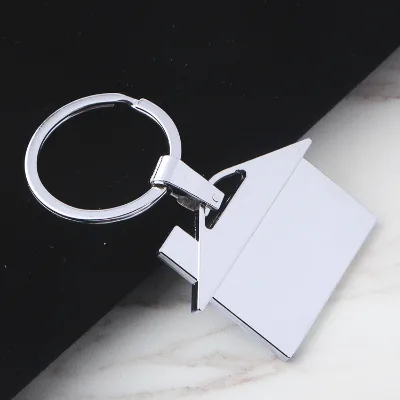 Zinc Alloy Irregular House Photo Metal Keychain