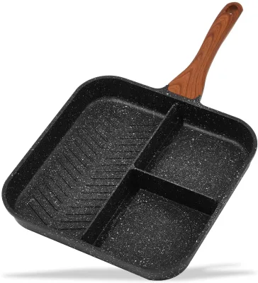 3 in 1 Nonstick Multi Grill Pan Cast Aluminum 28cm Multi Section Divided Frying Pan