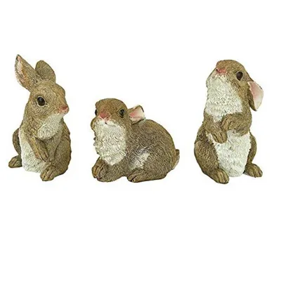 Polyresin/resin the Bunny Den Rabbits Garden Animal Statues, 5 Inch, Set of Three, Polyresin, Full Color