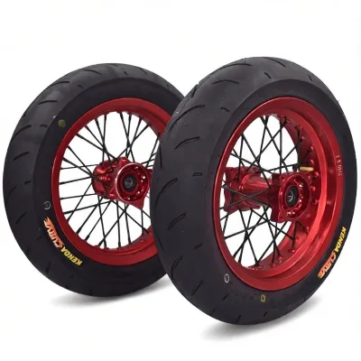 CNC Hub 12 Inch Supermoto Spoke Wheels Aluminum Circle 2.50-12/3.00-12 with Road Tire 90/90-12 and 120/70-12