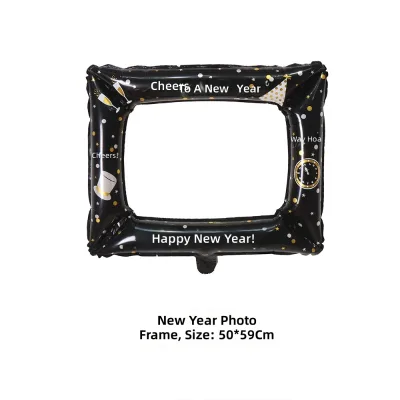 Photo Frame Foil Balloon 50*59cm Selfie Picture Frame Balloon Gold Red Black for New Year Birthday Party Photo Booth Decoration