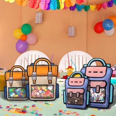 Plastic Goodie Bags with Handles for Birthday, Party, Wedding, Reusable Bulk Gift Wrapper for Candy, Snacks, Chocolate,Sandwich