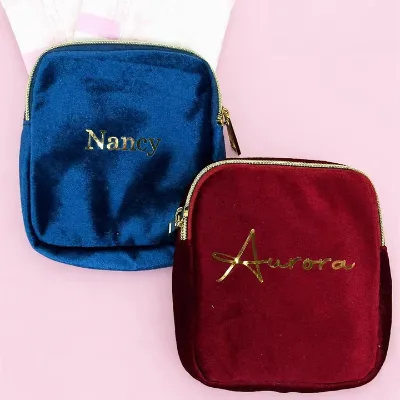 Wholesale Velvet Necklace Storage Bag with Zipper Portable Foldable Pendants Jewelry Pouch Gift Packaging Custom Logo