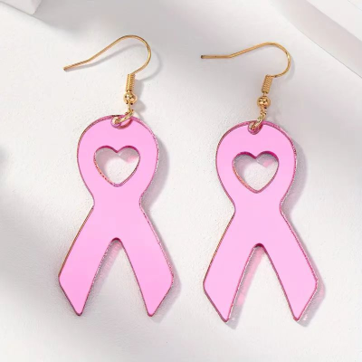 Pink Ribbon Girls Pendant Earrings Breast Cancer Awareness Earrings Jewelry for Women