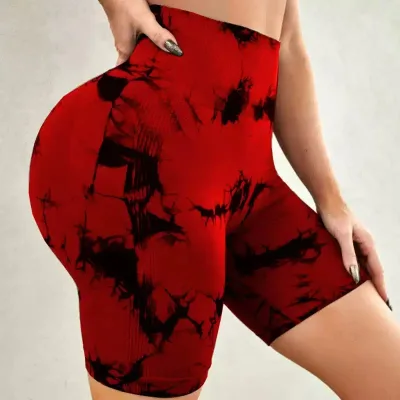 Tie Dye Gym Shorts Women Fitness Seamless Leggings Push Up Yoga Pants Sports Fitness Hip Lifting Yoga Pants Workout Tight Shorts