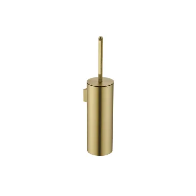 Brushed Gold Wall Mounted Modern Rolled Flower Handle Toilet Brush Holder Set Bathroom Circular Toilet Cleaning Brush Holder
