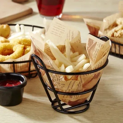 1pc Snack Chip Basket Iron Craft Snack Chip Basket Round Net Fried Basket Fried Chicken Basket Bread Basket