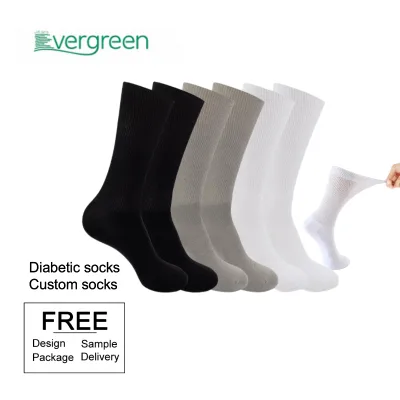 Unisex Cotton Bamboo Blend Diabetic Socks 6 Pairs with Non-Binding Top for Swollen Legs & All-Day Standing Comfort