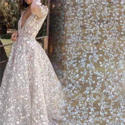 DELACE Bridal Wedding Lace Spangle Inwrought Lace Mesh for Decoration Women Lace for Bridal Wedding Dress