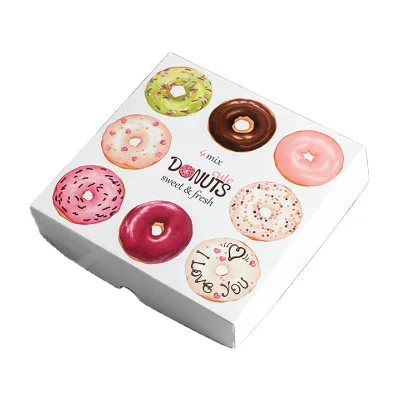 custom printing packaging white paperboard paper boxes for donuts,desserts,bakery goods