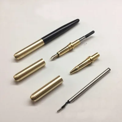 CNC Lathe Tubeless Fountain Pen Kits Solid Brass Self Assembly Handcrafts DIY Pen Making Kits Wood Turning Roller Ball Pen Kits