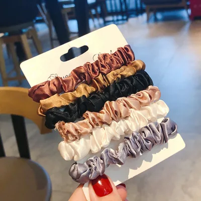 PH-084 Girls Simplicity Large Scrunchies Luxury Vintage Hair Accessories Elastic Silk Hair Tie Set