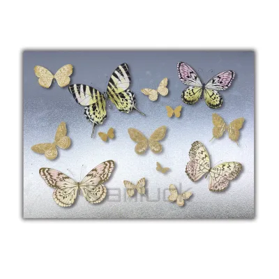 Modern Simple Butterfly Canvas Painting Art With Silver Foil Home Decor for Living Room