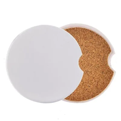 Car Cup Coasters with Cork Back Non Slip Mat Absorbent Sublimation Ceramic coaster  with Finger Notch