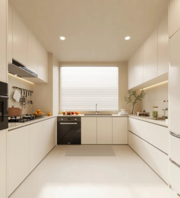 White Minimalist Kitchen Cabinets Space-Saving Functional Storage Solution