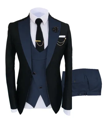 High Quality Elegant Colorblock Single Breasted Wedding Groom Best Man Dress Suit Male Three-piece Wedding Suit Formal Suit