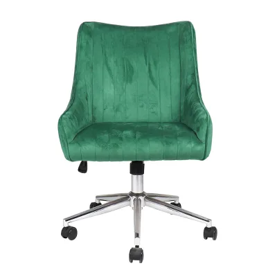 Advanced Home Office Vanity Living Room Makeup Chair with Swivel Armrest Curved Back Velvet for Dining and Hotel