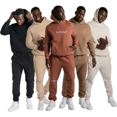 Hot Sale Men's Cotton Casual Sweatpants and Hoodie Set Loose Fit Street Wear Joggers Set Hip Hop Fashion Sweatsuit Man