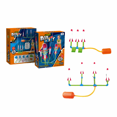 Birthday Xmas Gifts Jump Rocket Set 4 LED Light up Foam Rockets  Launchers for Kids