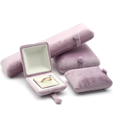 Exquisite Single Button Flannelette Jewelry Box High-grade Necklace Ring Box Earring Bracelet Box