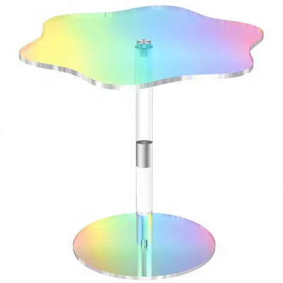 Acrylic Side Table Modern Flower-Like Shape Sturdy Easy Assembly 4.6 Pounds for Living Room Balcony Garden Office