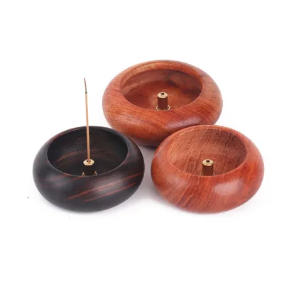 Premium Ebony Wooden Incense Saucer for Sticks Detachable Brass Incense Burner