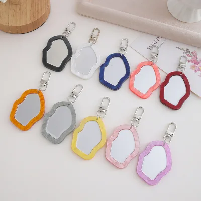 Irregular Acrylic Mini Mirror Keychain Portable Single-sided Cosmetic Pocket Mirror for Handbag Backpack Women Makeup Gift