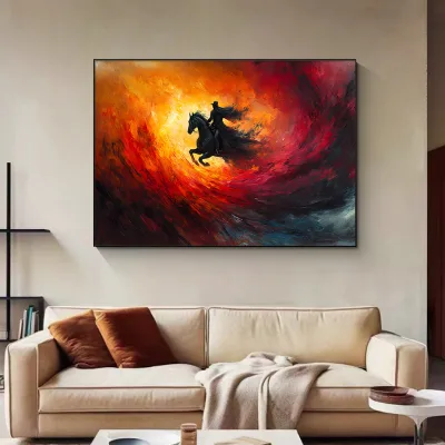 Hotel Project Decoration Handmade Abstract Art Painting Black Knight Canvas Wall Art Wall Hanging Oil Painting