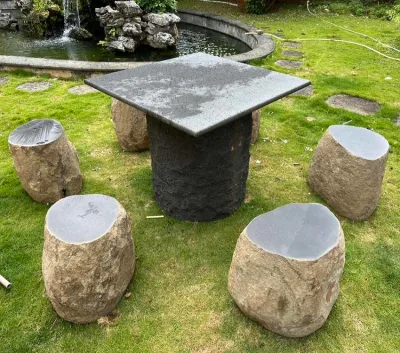 Bluestone Garden Chairs Vocanic Basalt Outdoor Stone Benches