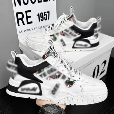 New Breathable Men's Sports Skateboarding Shoes Fashion Casual Shoes Elevated Canvas for Spring Summer Autumn Lace-up Closure