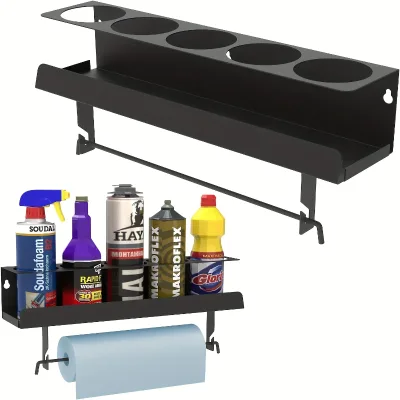 SS 5 Holes Spray Can Holder Wall Mount Tool Organizer Steel Shelf Storage Rack for Paint Bottle Organization Paint Can Holder