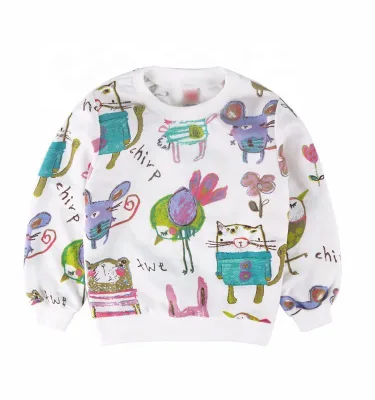 High Quality Spring Autumn Cartoon Print Round Neck Cotton Children's Clothing Long Sleeve Baby Wearing Sweatshirt