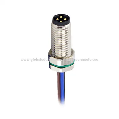 Pcb connector with wires m8 male 4pin straight front connector d code