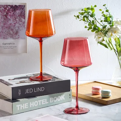 Colored Wine Glasses 16oz Hand-Blown Colorful Colored Unique Red&White Wine Glasses with Long Stem for Party Home Bar Christmas