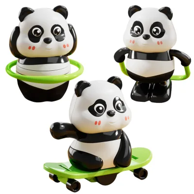 3Pcs Wind up Panda Sports Toy Set Clockwork Cartoon Animal Walking Toddler Educational Action Figure Gift Wind-up Toys