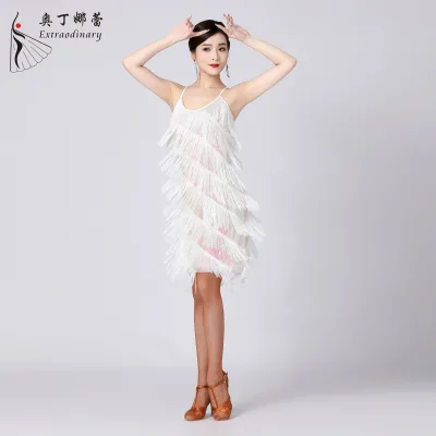 Adult Fringe Latin Dance Dress Nightclub Dress 1920s Tassel