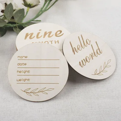 Handmade High Quality Newborn Baby Monthly Card Wooden Baby Monthly Milestone Cards