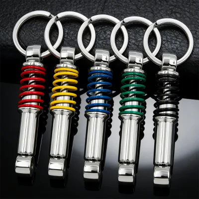 Stress-Relief Car Key Chain Durable Spring-Loaded Shock Absorber Design Gift Creative Stainless Steel Keyring