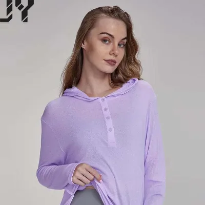 Lightweight Breathable Hooded Yoga Cover-Up Long-Sleeve Slimming Tummy-Covering Jacket Loose-Fit Fitness Running Yoga Wear